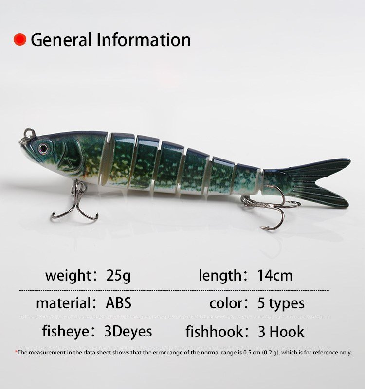 MeARi 140 mm Multi-Jointed Swimbait supplied specification reference