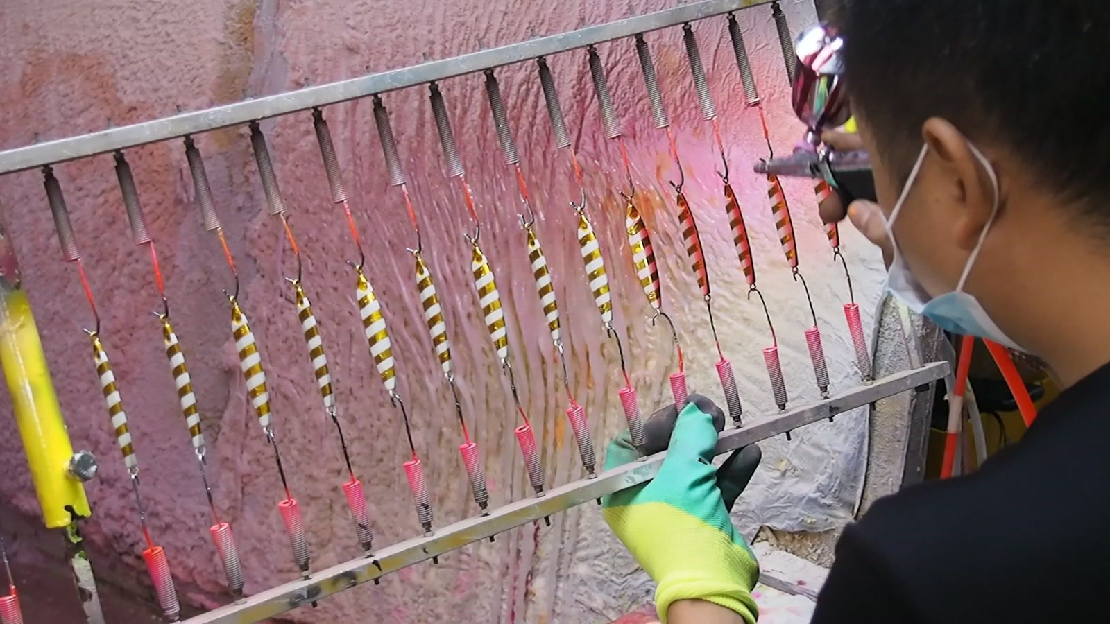 Echo fishing lure painting workstation